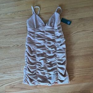 New with tags never worn sparkle dress short fitted peachy cream